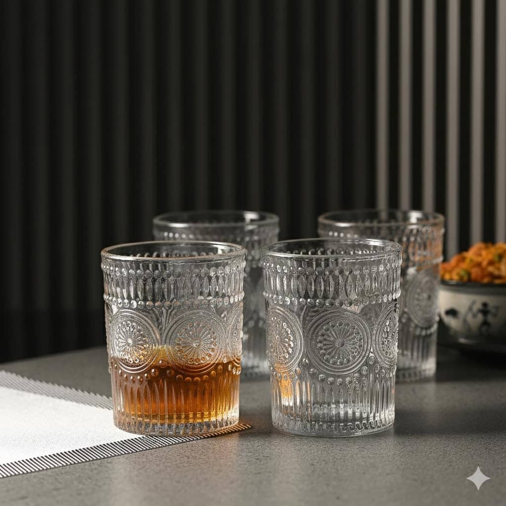 AFAST Clear Glass Tumbler Glass Plain Glasses Set 300 ml ( Pack of 4 ) Transparent