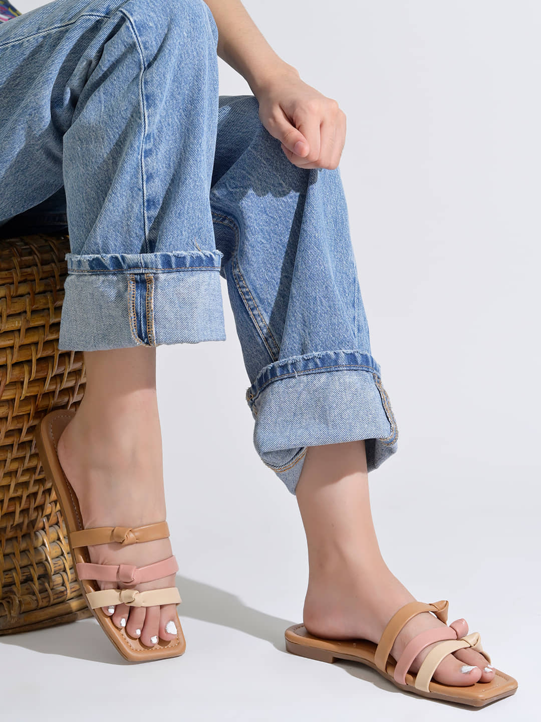 NZS Beige Women's Open Toe Flats