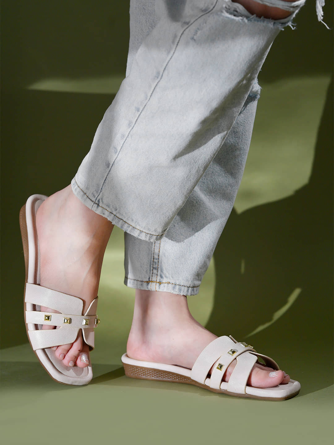 NZS Cream Women's Open Toe Flats