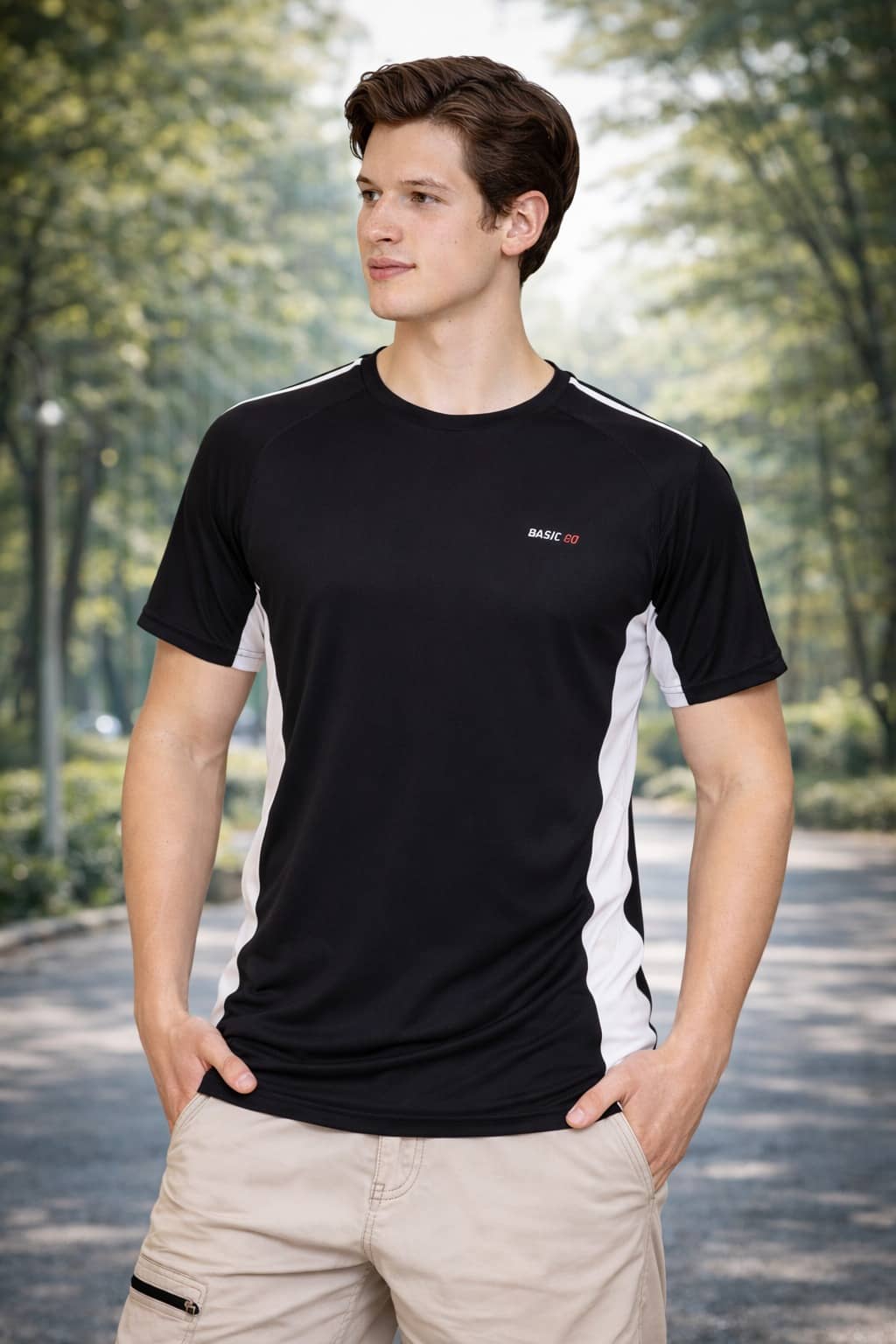 RF RAVES Men Polyester Regular Fit Solid T-Shirt ( Black )