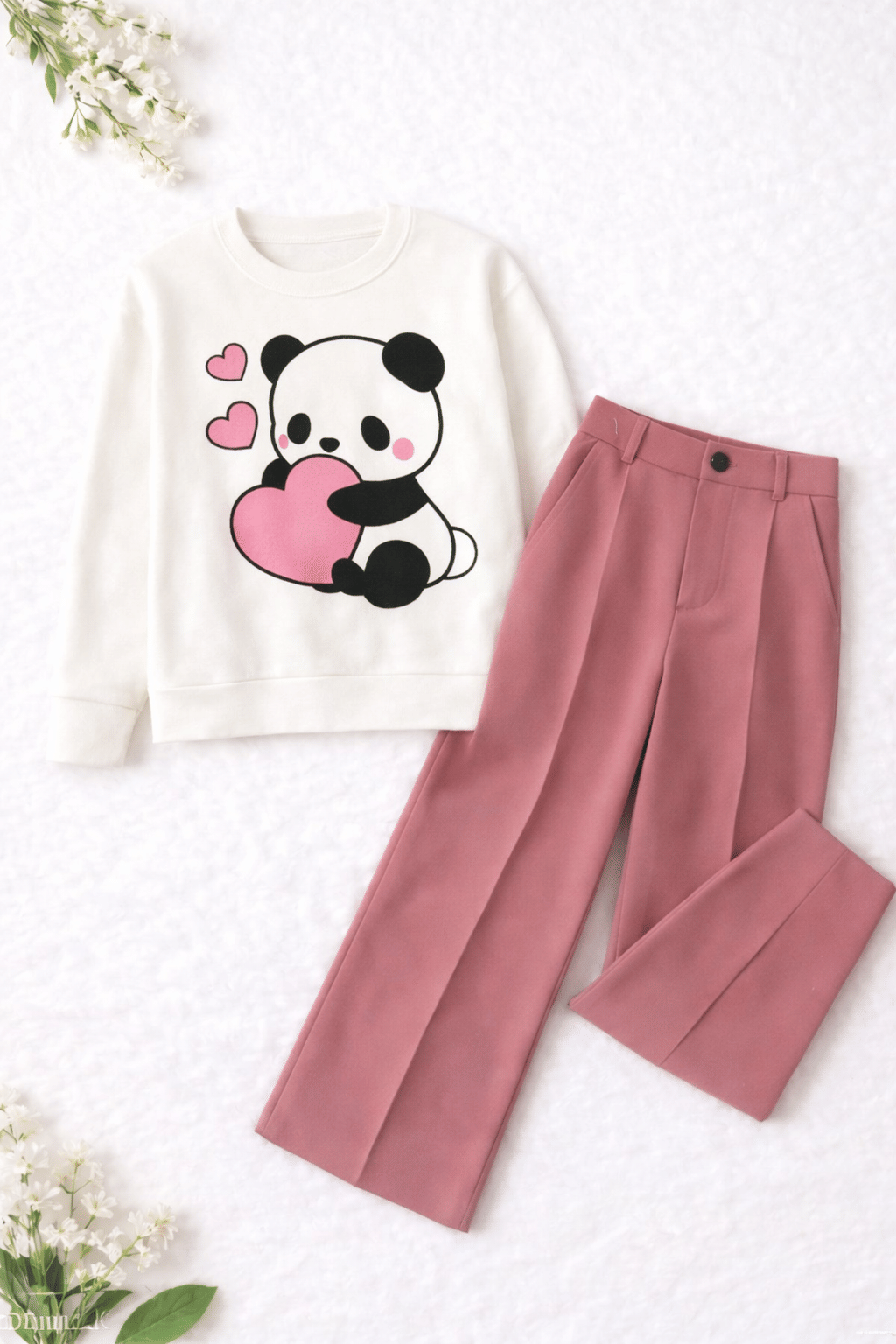 TarrenT HunT Pack of 1 Girls Cotton Blend T-shirt & Pants ( Pink )