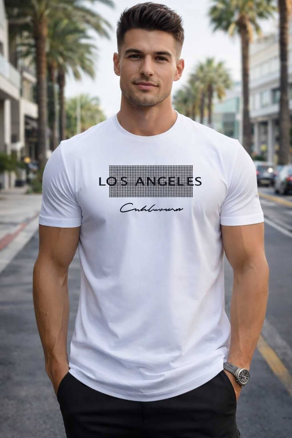 WILD ELEPHANT Men Polyester Regular Fit Printed T-Shirt ( White )