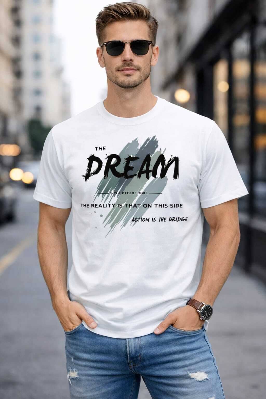 WILD ELEPHANT Men Polyester Regular Fit Printed T-Shirt ( White )