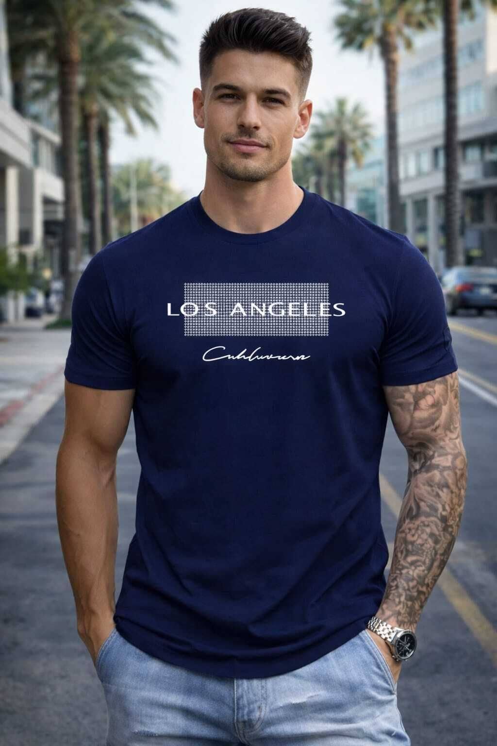 WILD ELEPHANT Men Polyester Regular Fit Printed T-Shirt ( Navy )