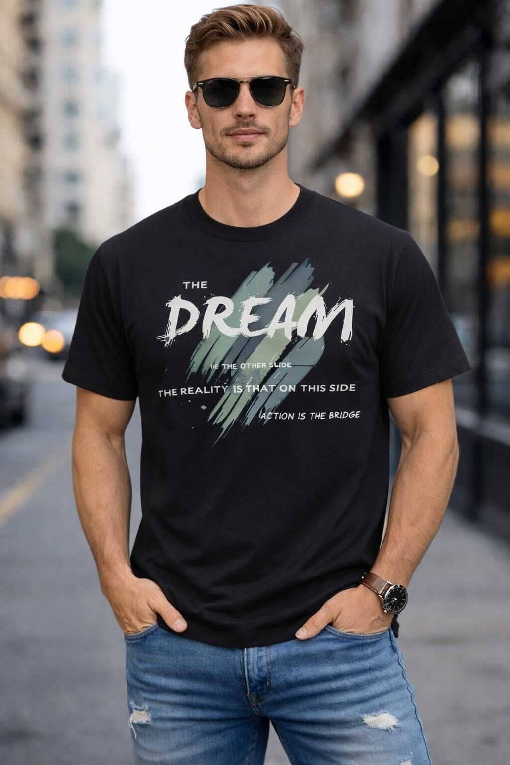 WILD ELEPHANT Men Polyester Regular Fit Printed T-Shirt ( Black )