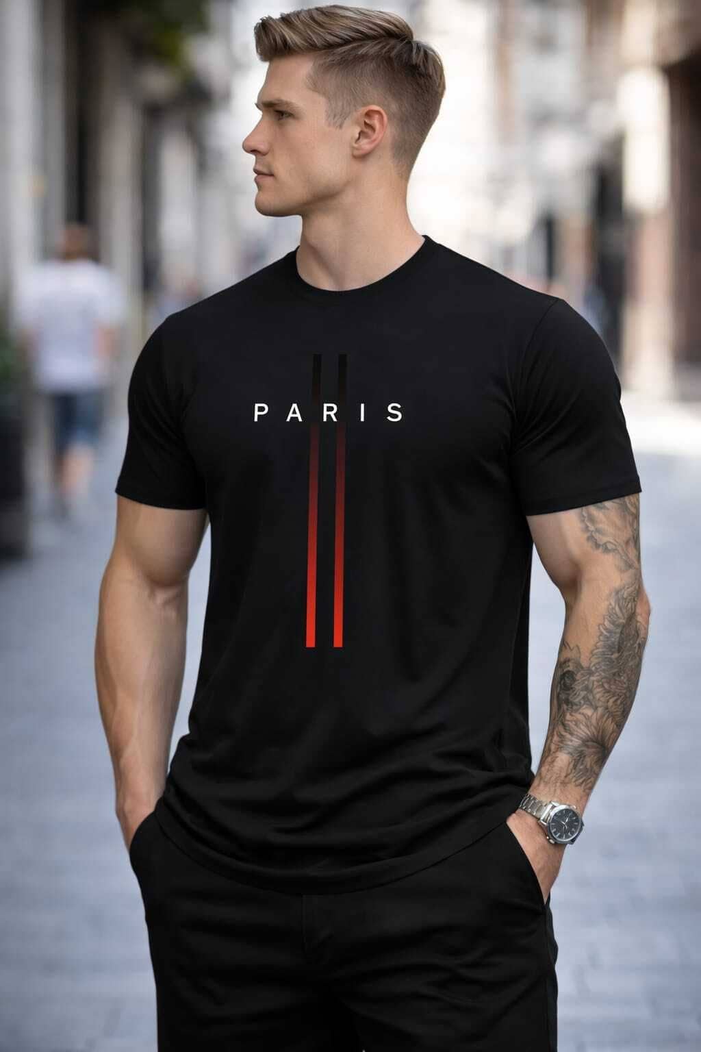 WILD ELEPHANT Men Polyester Regular Fit Printed T-Shirt ( Black )