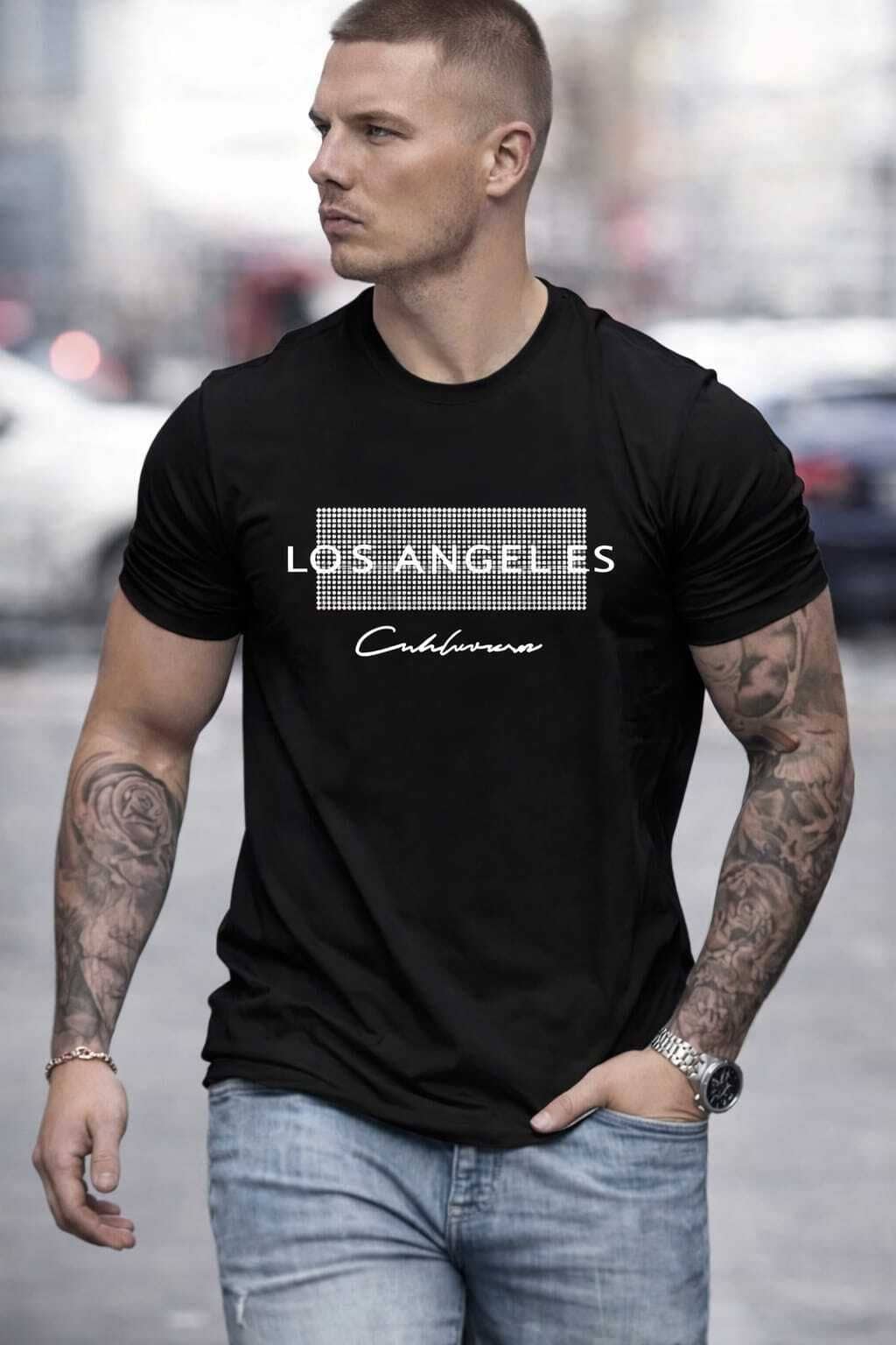 WILD ELEPHANT Men Polyester Regular Fit Printed T-Shirt ( Black )