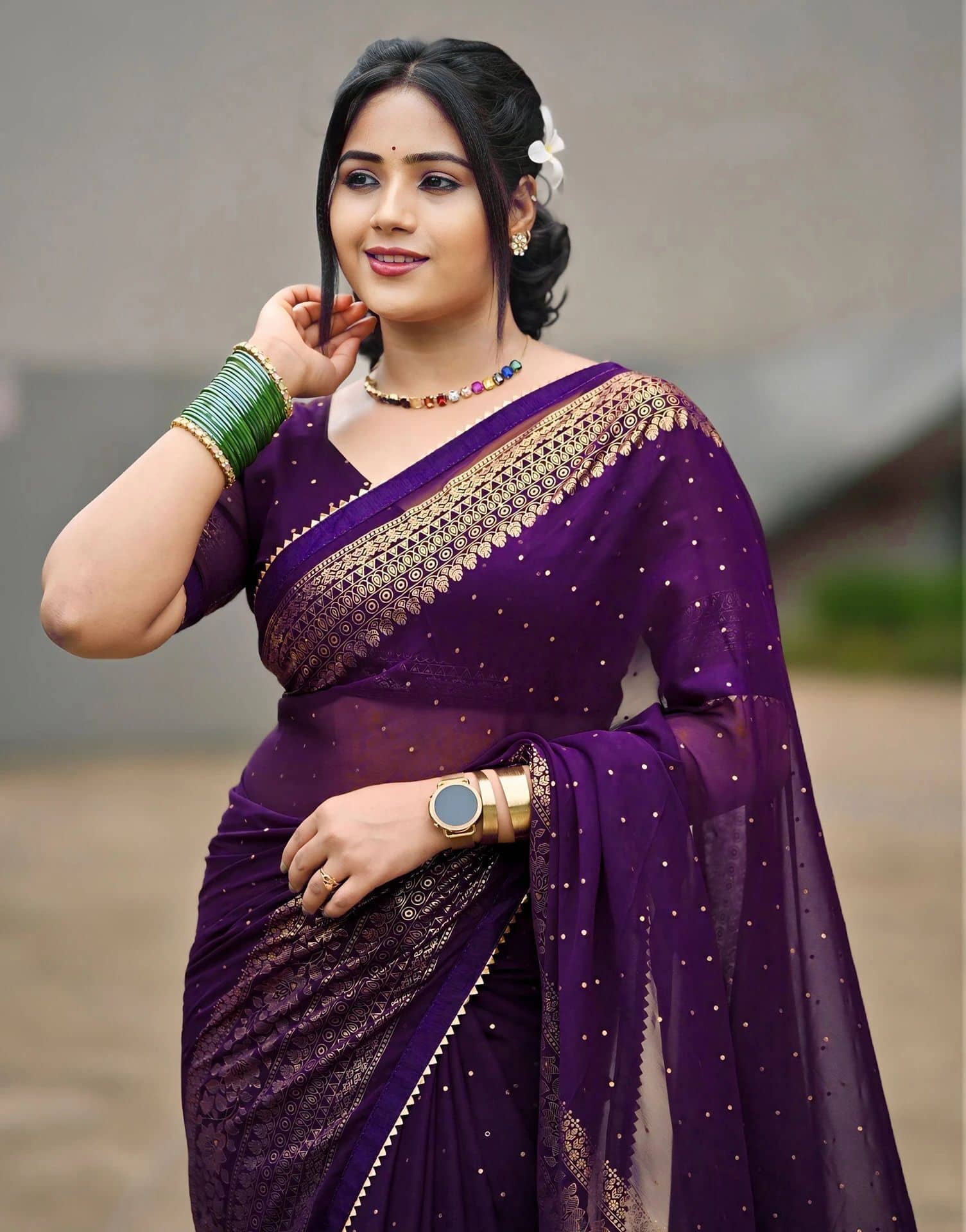 Samah Georgette Printed Regular Saree With Unstitched Blouse Piece ( Blue ) - Sarees | Buy online on ZillyBuy