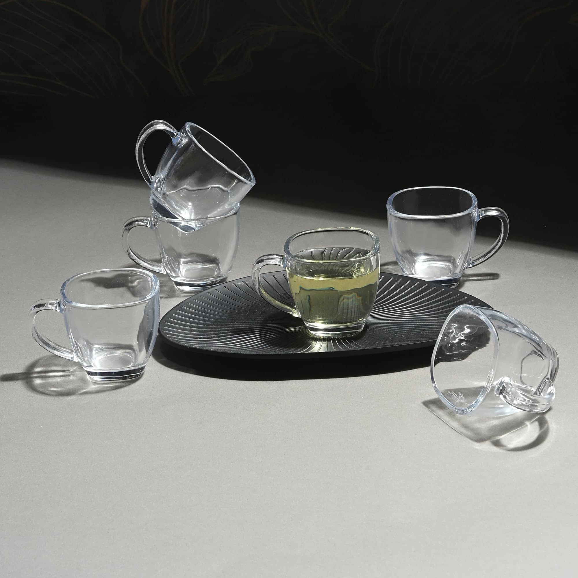 AFAST Stylish Tea/ Coffee Cup Solid Glass Tea Cup 100 ml ( Pack of 6 )