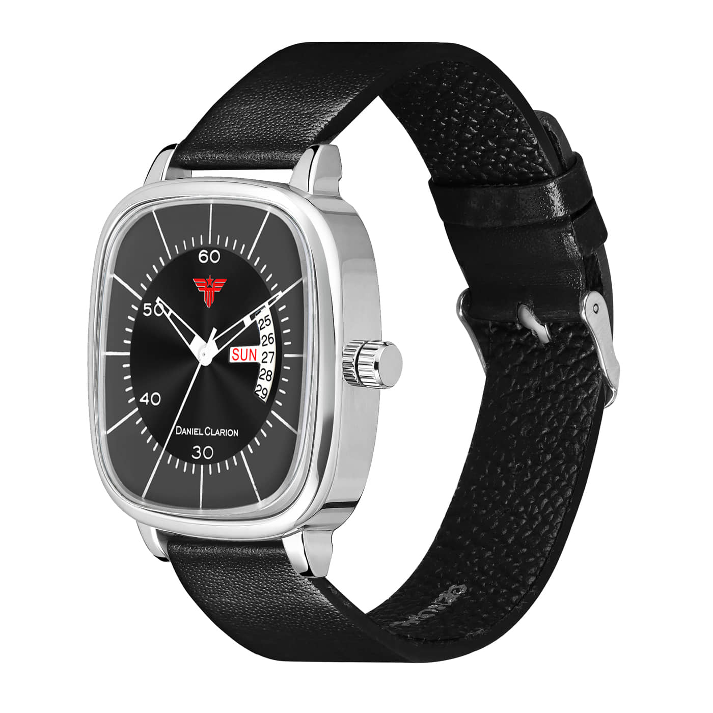 Daniel Clarion Black Leather Analog Men's Watch