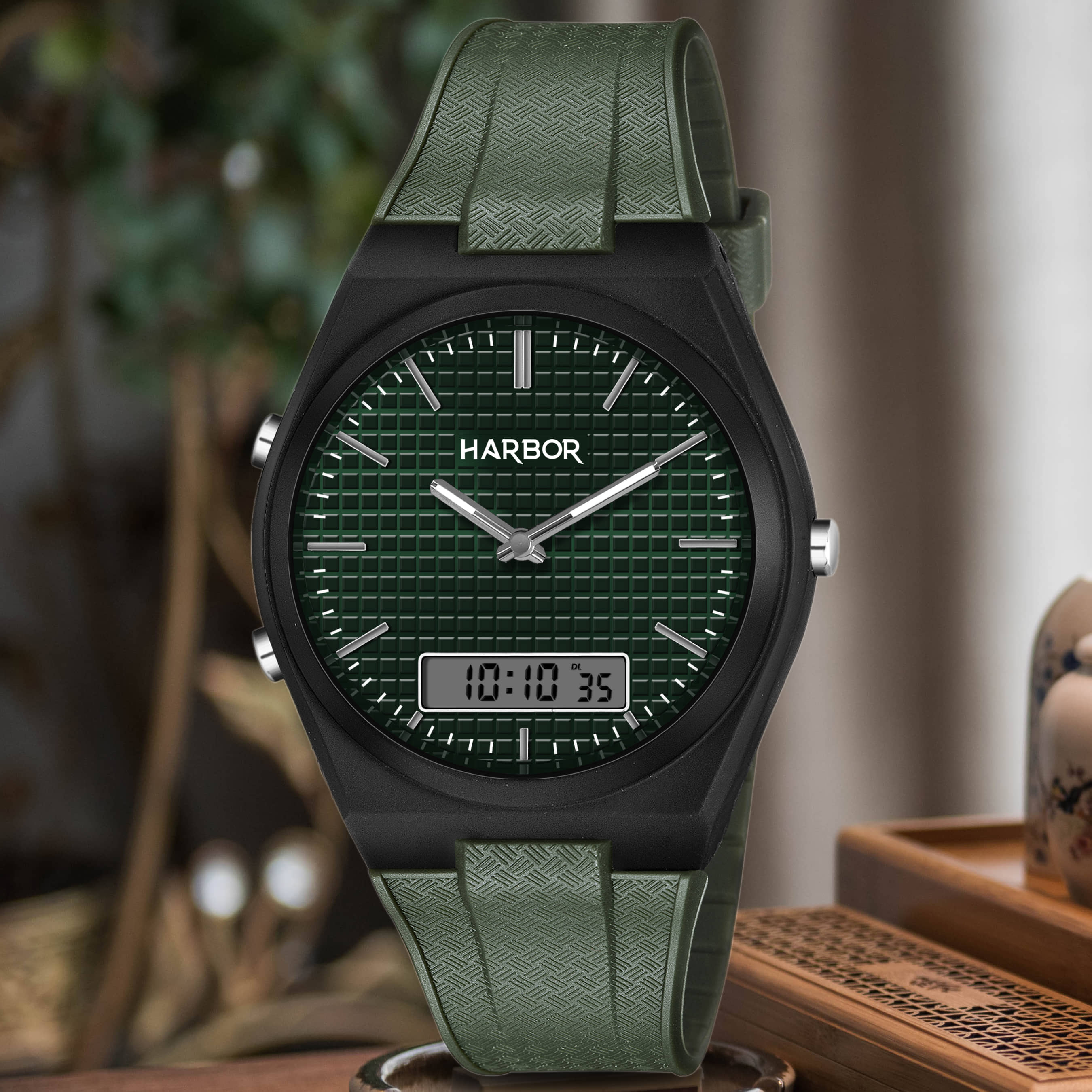 Harbor Green PU Analog-Digital Men's Watch