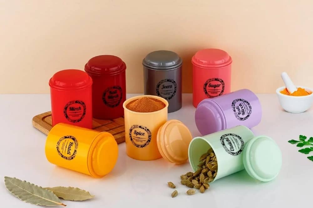 analog kichenware Tea/Masala/Condiment Plastic Multicolor Spice Container ( Set of 8 )
