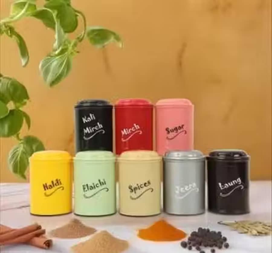 iview kitchenware Tea/Masala/Condiment Plastic Multicolor Spice Container ( Set of 8 )