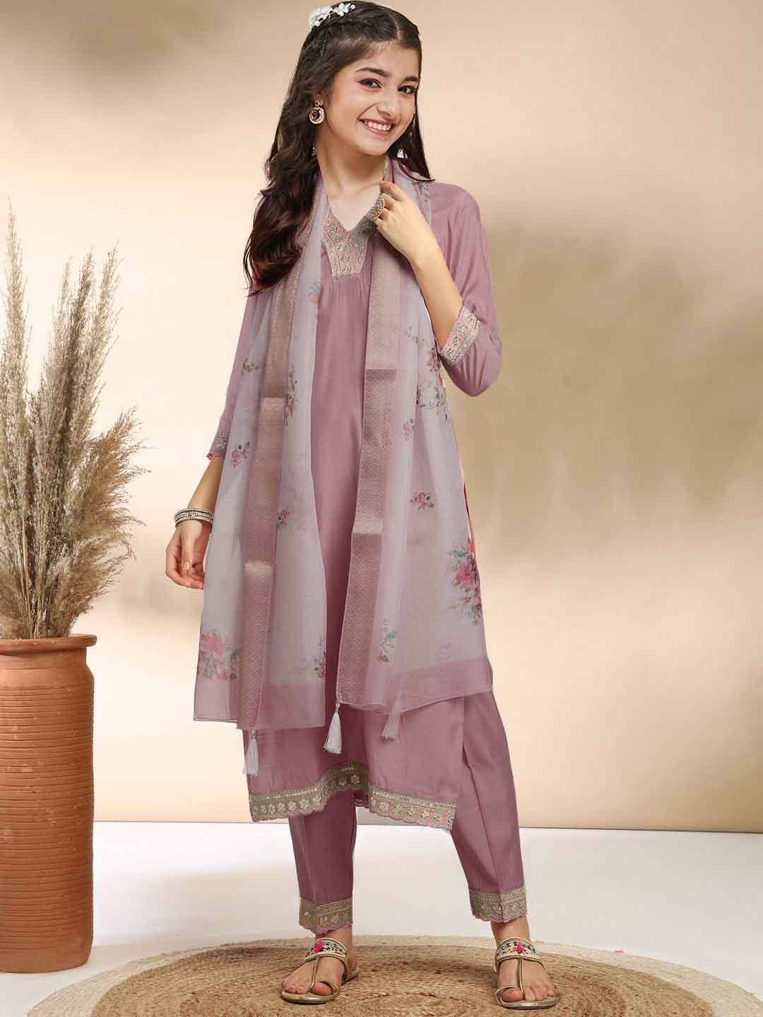 A TO Z CART Girls Cotton Kurti with Pants ( Pack of 1 , Pink )