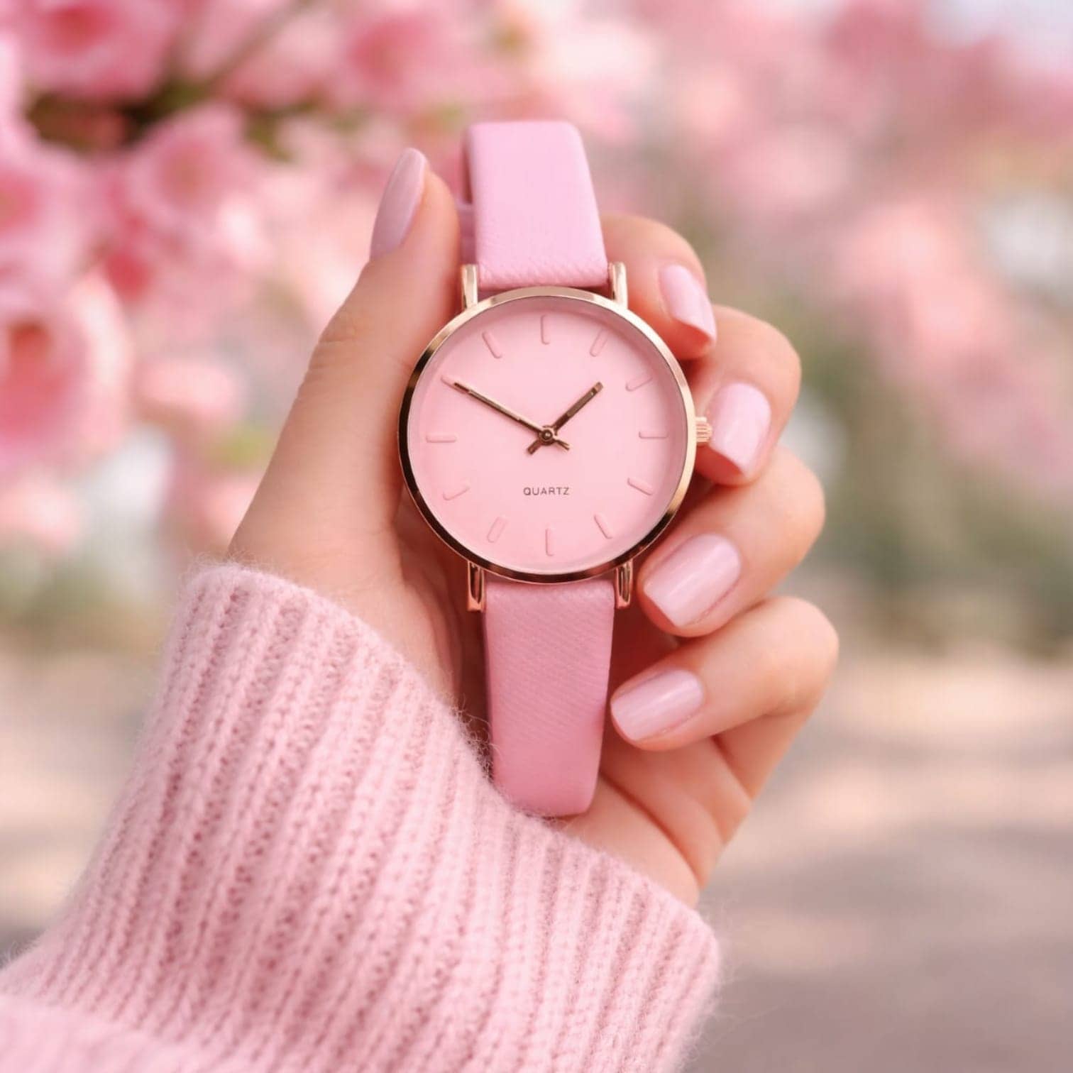 Cosmic Pink Leather Analog Womens Watch