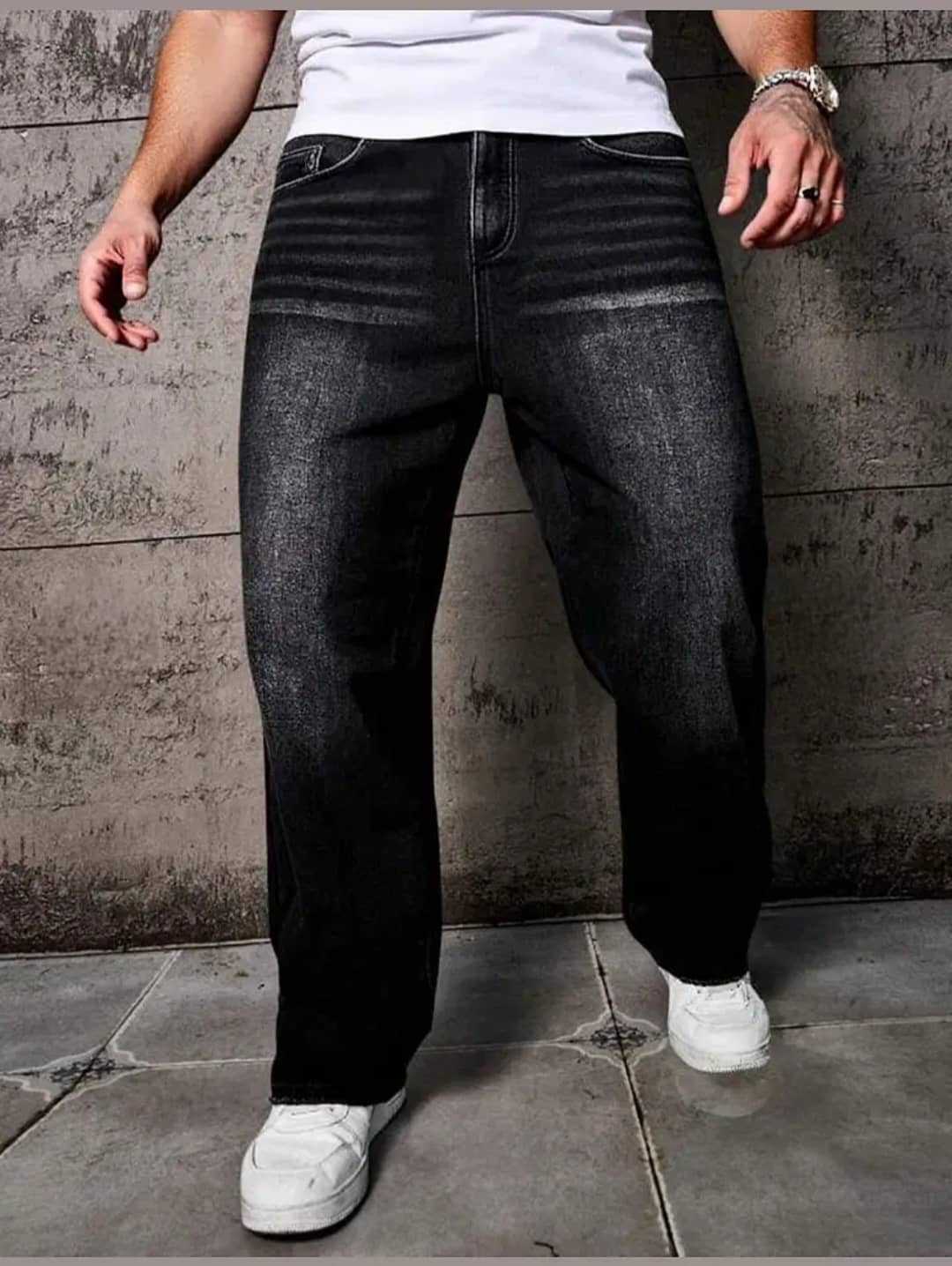 Gazal Fashions Clean Look Men's Baggy Fit High-Rise Jeans - Black - Jeans | Buy online on ZillyBuy