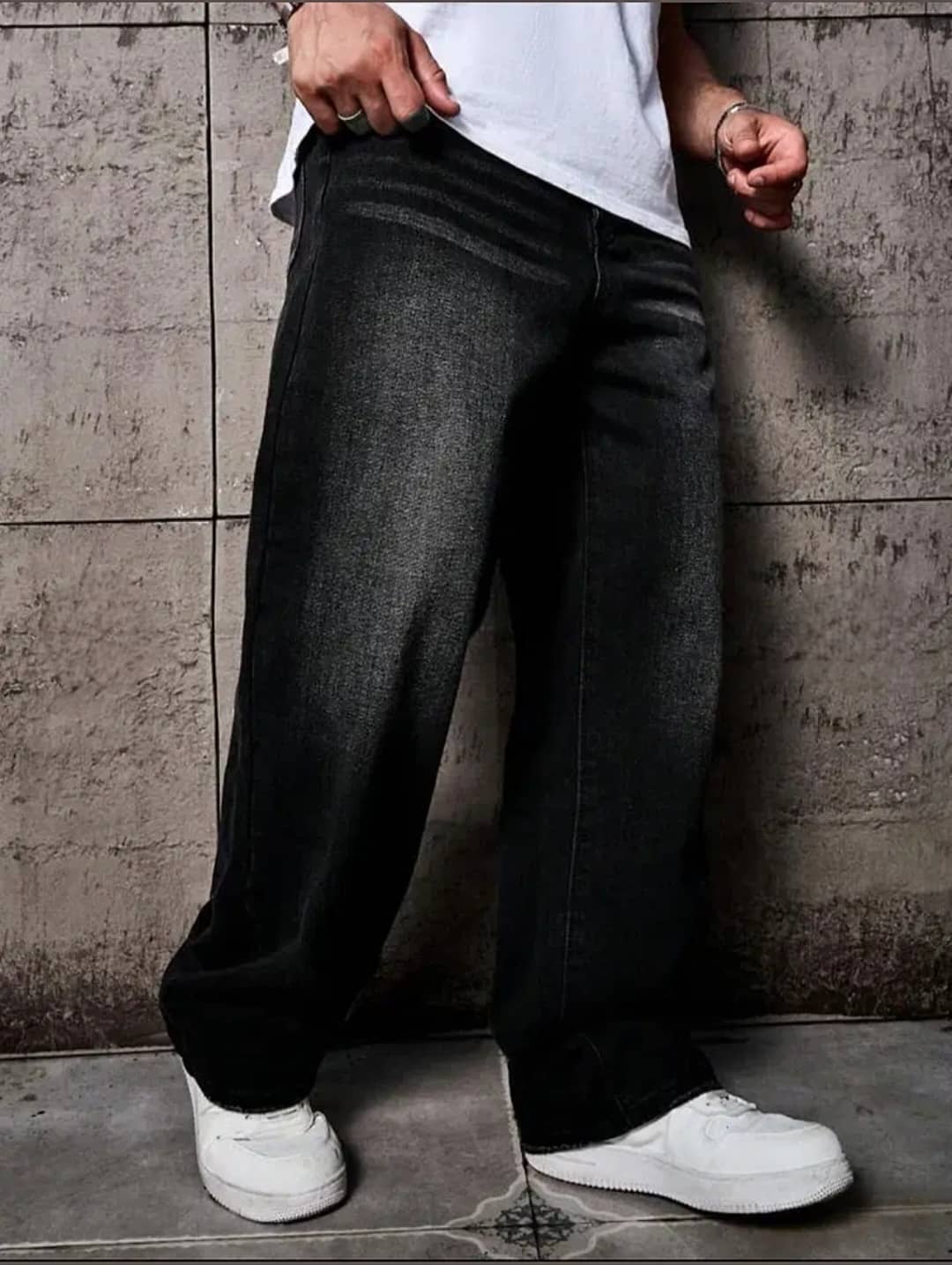 Gazal Fashions Clean Look Men's Baggy Fit High-Rise Jeans - Black - Jeans | Buy online on ZillyBuy