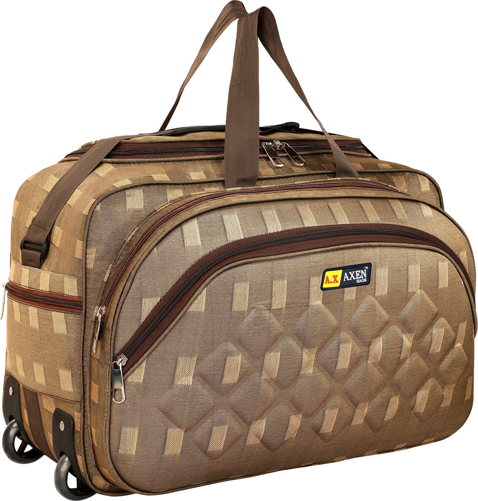 AXEN BAGS 50 Ltrs BROWN Polyester Duffle Trolley