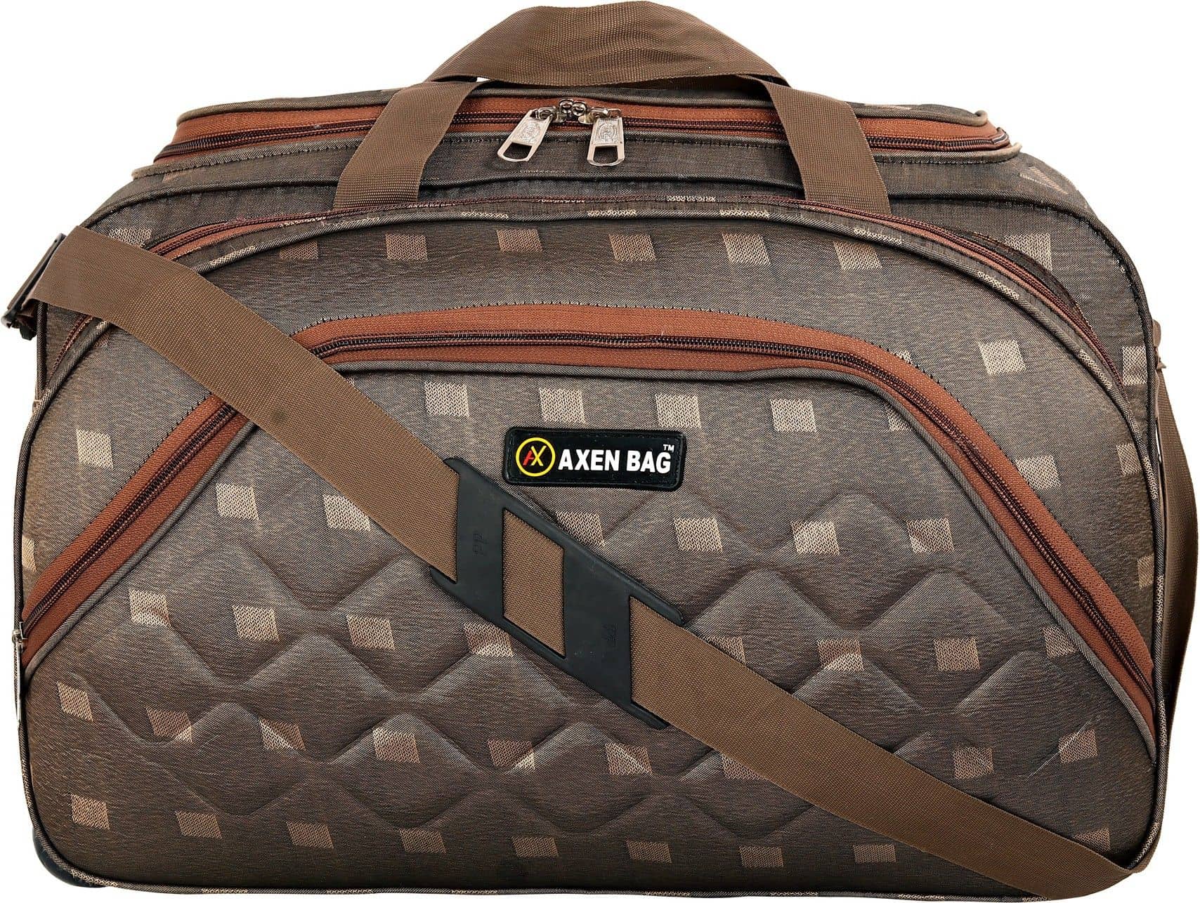 AXEN BAGS 50 Ltrs BROWN Polyester Duffle Trolley