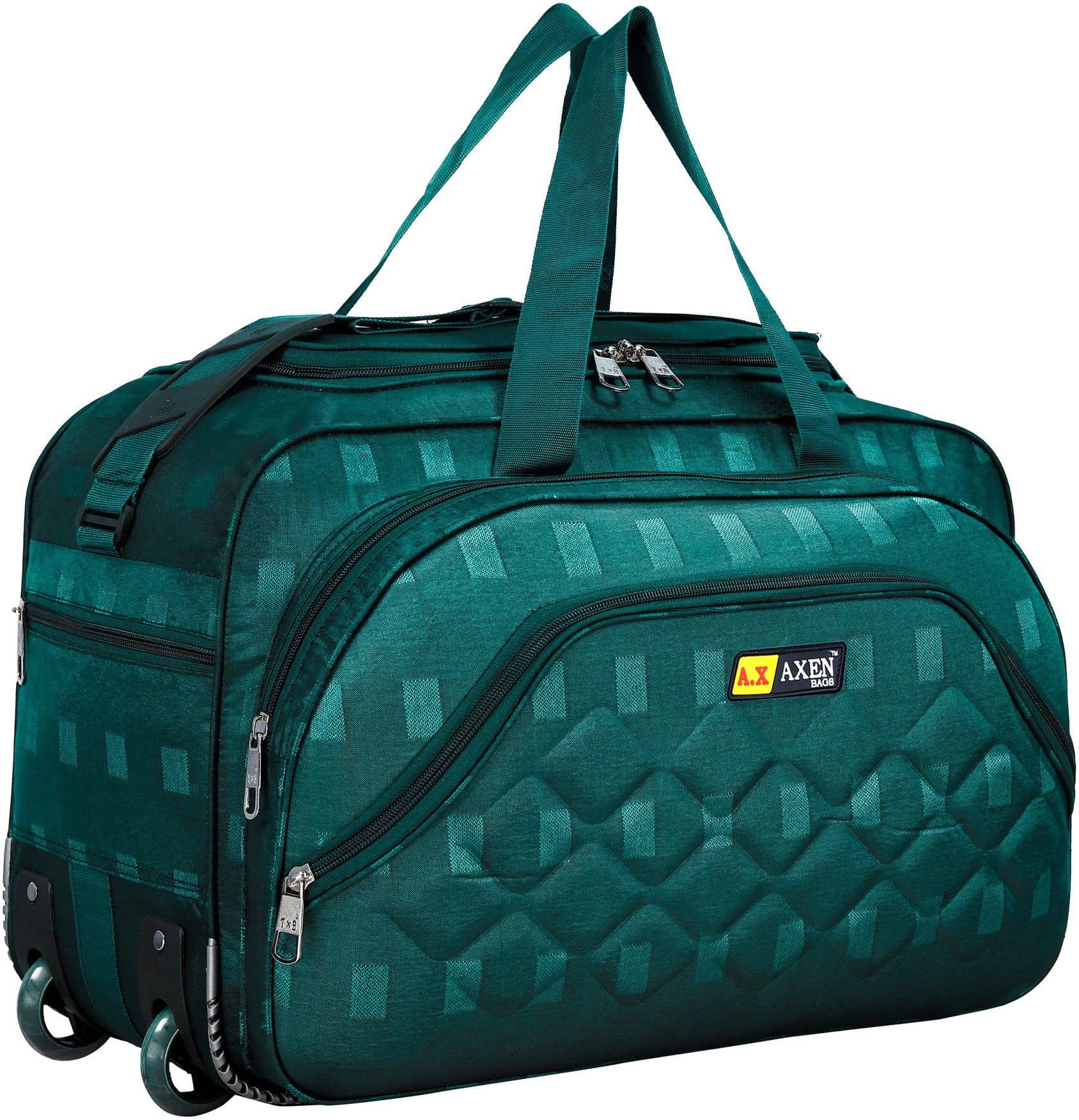 AXEN BAGS 50 Ltrs GREEN Polyester Duffle Trolley