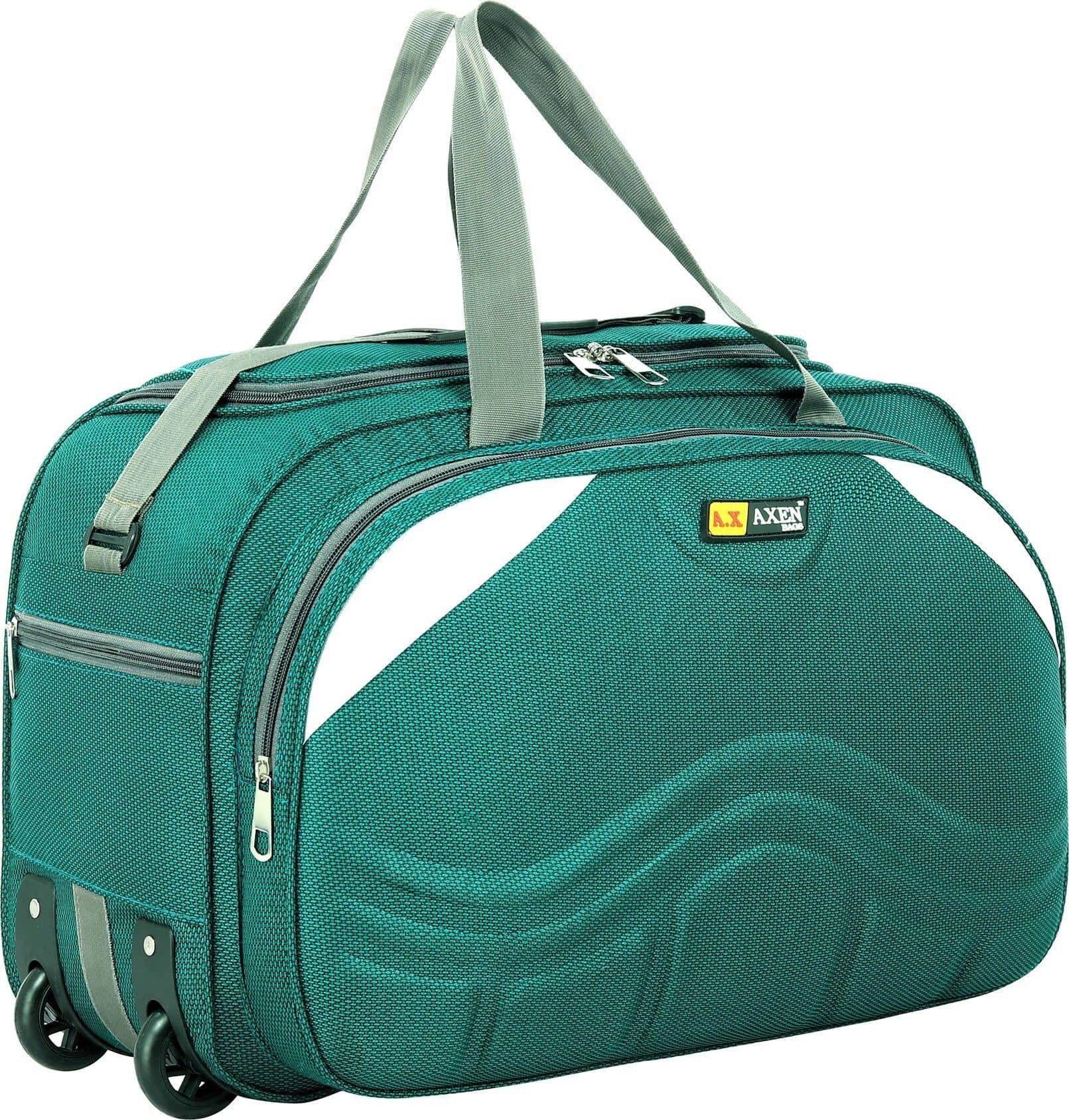 AXEN BAGS 50 Ltrs GREEN Polyester Duffle Trolley