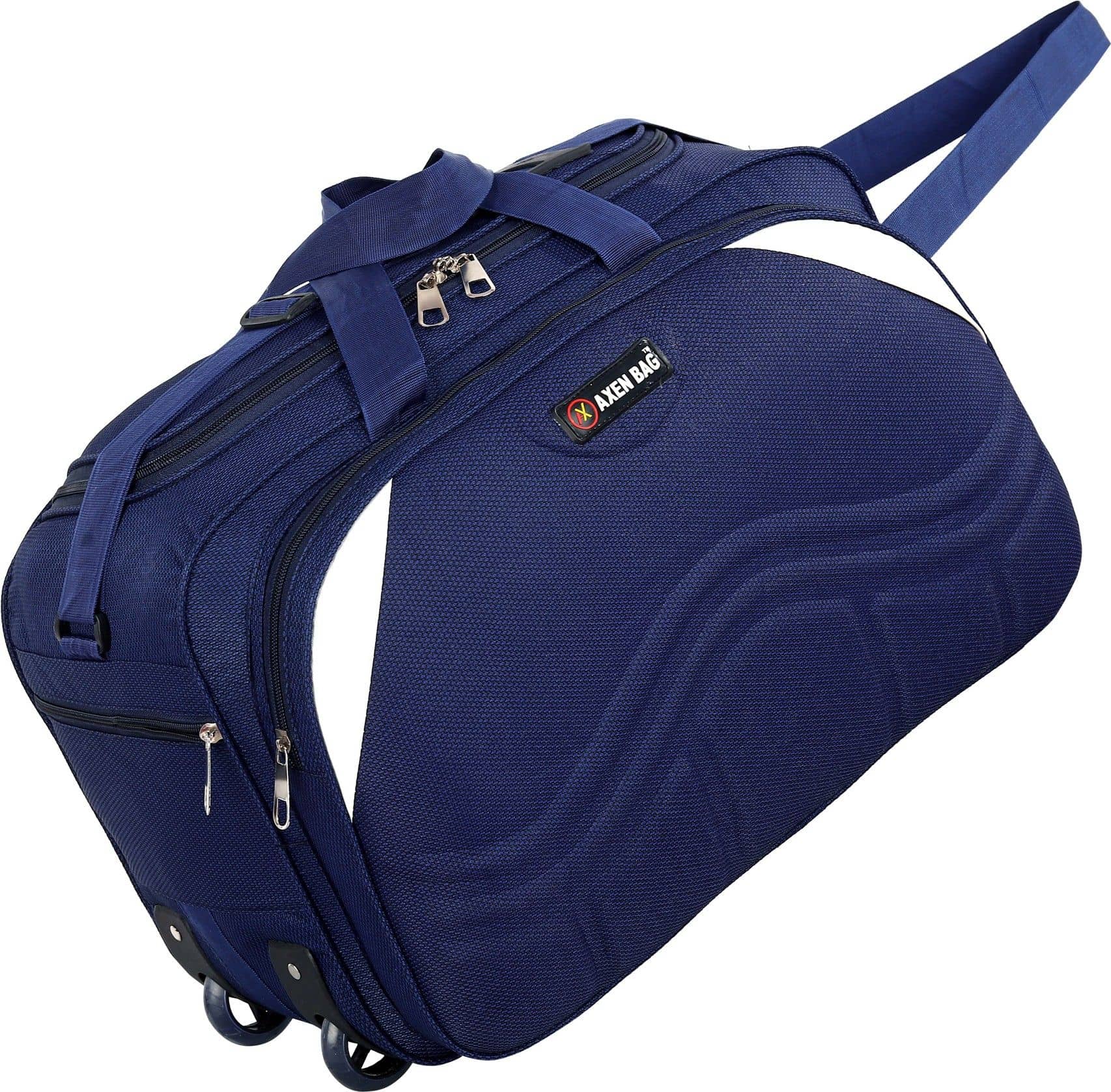 AXEN BAGS 50 Ltrs Navy Polyester Duffle Trolley