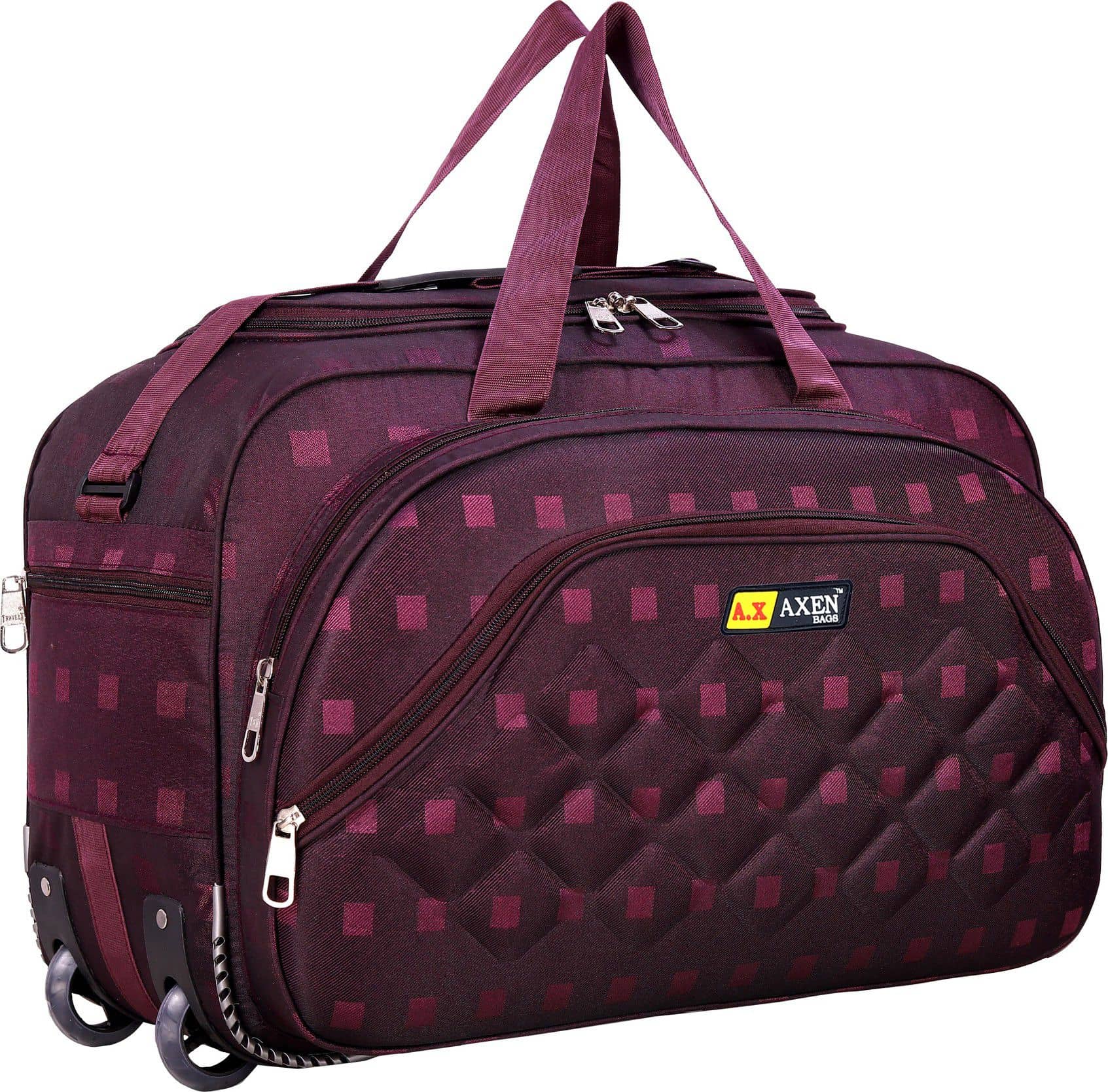 AXEN BAGS 50 Ltrs PURPLE Polyester Duffle Trolley