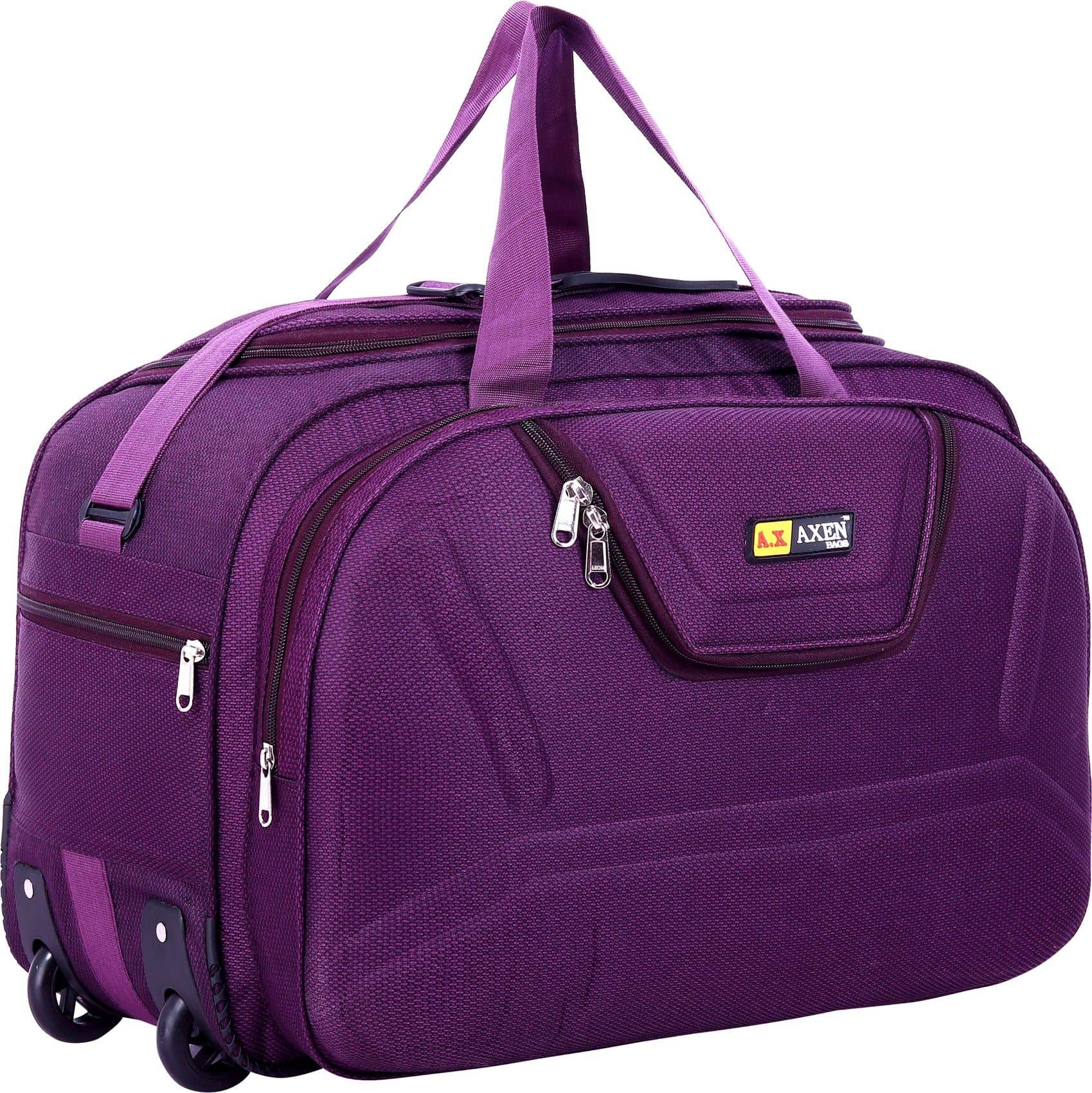 AXEN BAGS 50 Ltrs PURPLE Polyester Duffle Trolley
