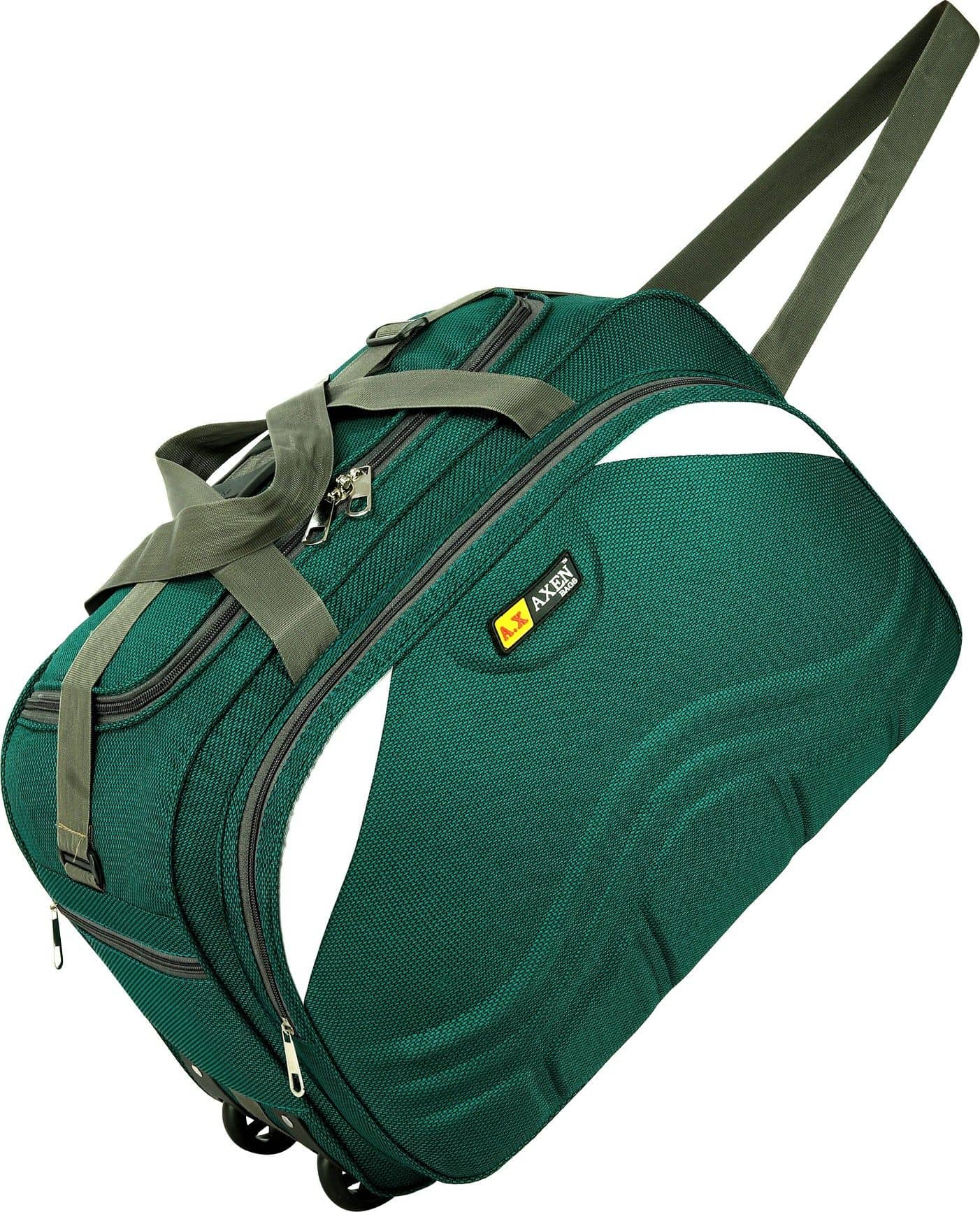 AXEN BAGS 50 Ltrs RED Polyester Duffle Trolley