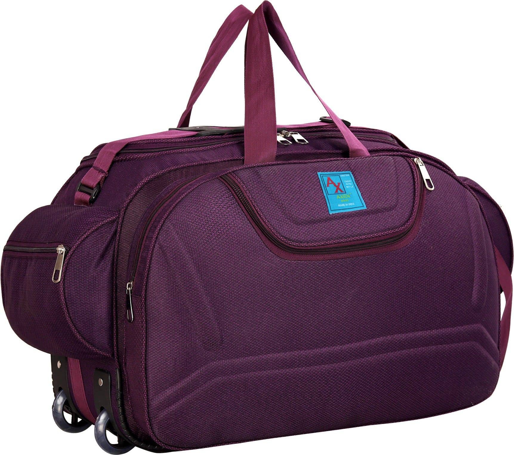 AXEN BAGS 55 Ltrs PURPLE Polyester Duffle Trolley