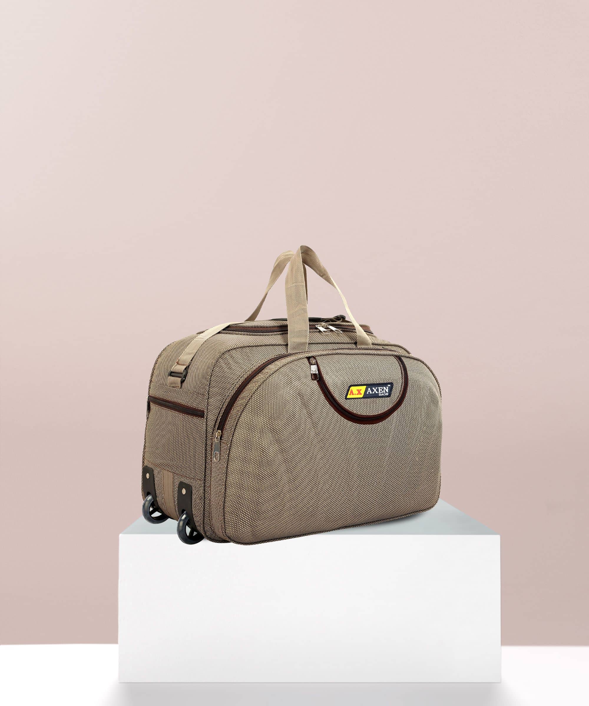 AXEN BAGS 60 Ltrs BROWN Polyester Duffle Trolley