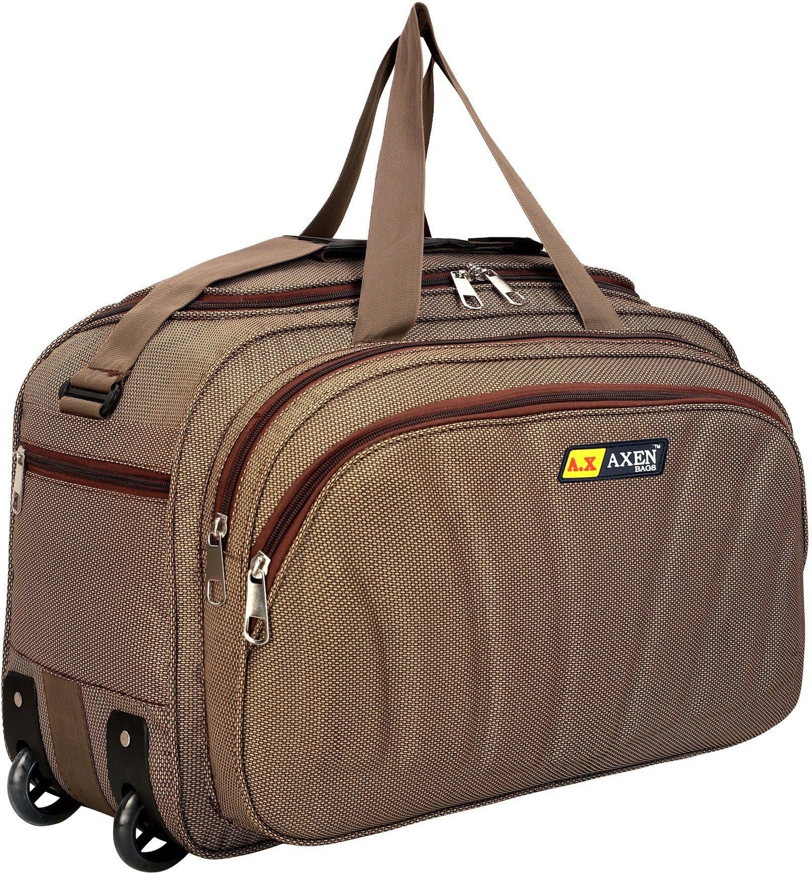 AXEN BAGS 60 Ltrs BROWN Polyester Duffle Trolley