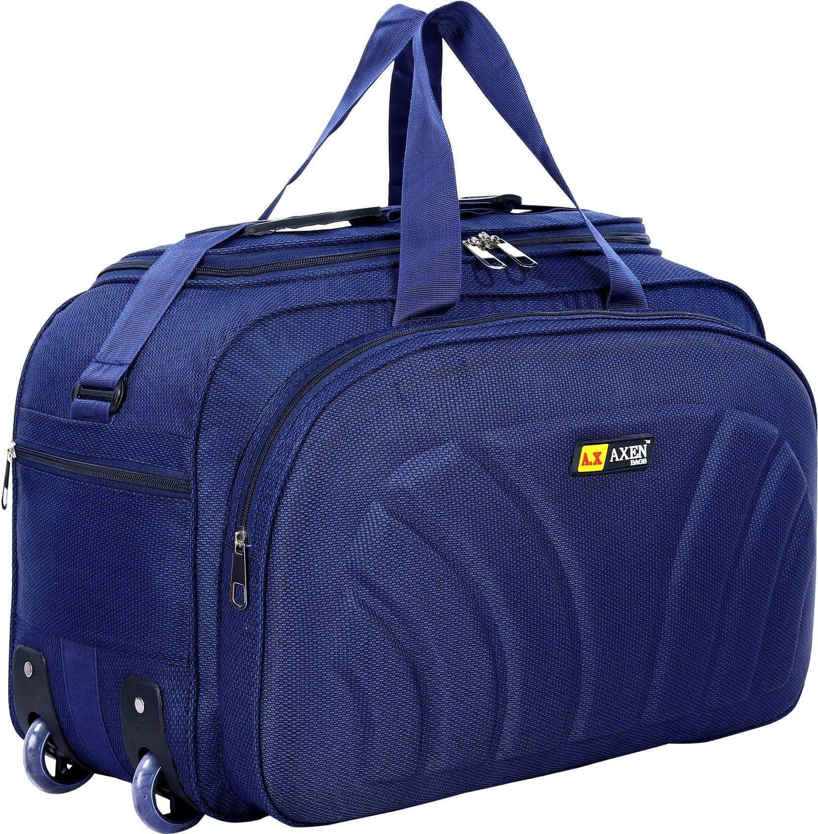 AXEN BAGS 60 Ltrs Navy Polyester Duffle Trolley