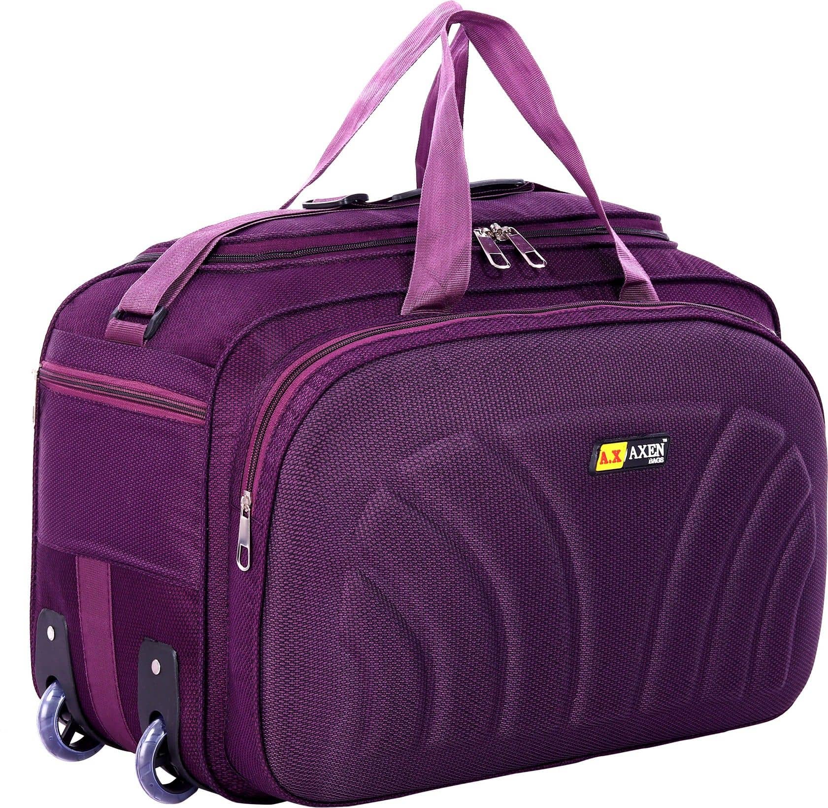AXEN BAGS 60 Ltrs PURPLE Polyester Duffle Trolley