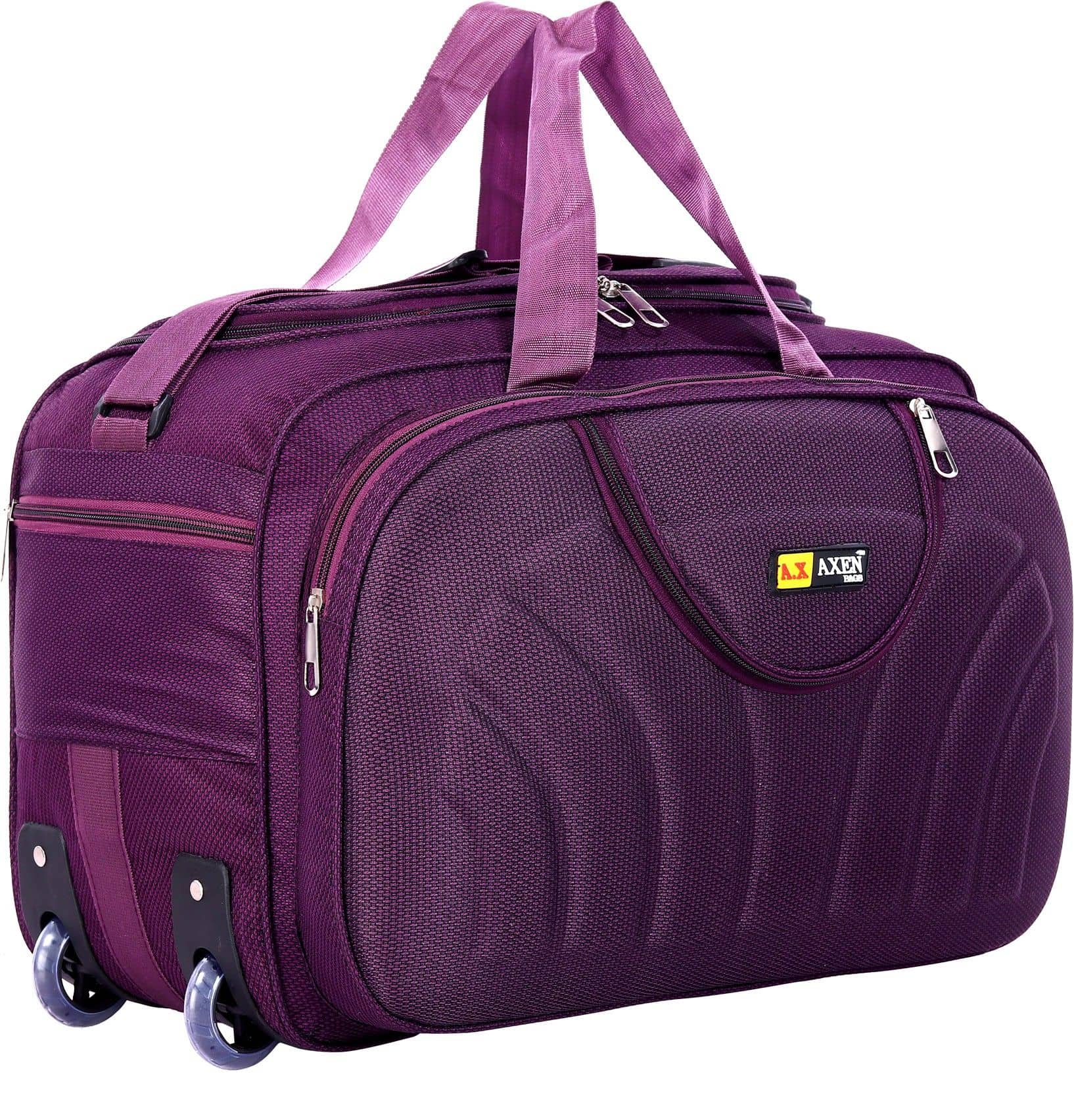 AXEN BAGS 60 Ltrs PURPLE Polyester Duffle Trolley