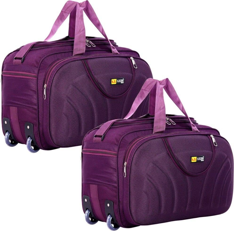 AXEN BAGS 60 Ltrs PURPLE Polyester Duffle Trolley