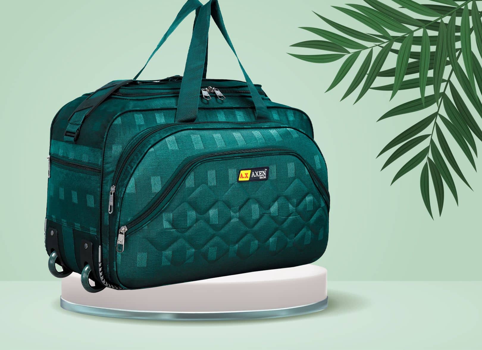 AXEN BAGS 65 Ltrs GREEN Polyester Duffle Trolley