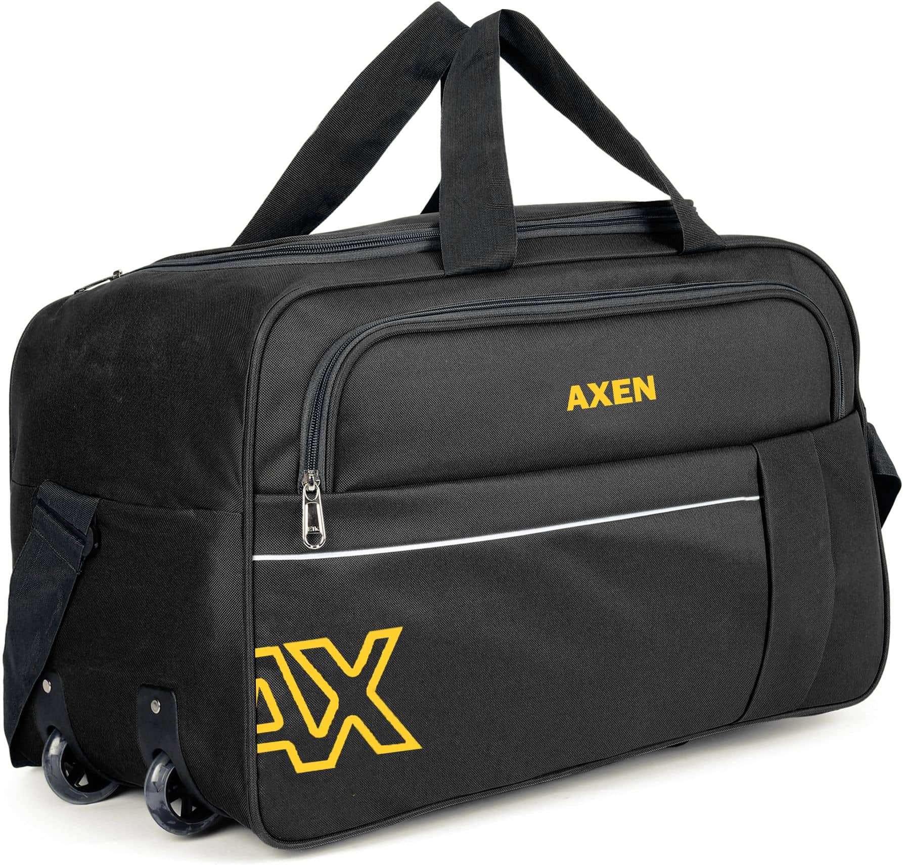 AXEN BAGS 75 Ltrs BLACK Polyester Duffle Trolley