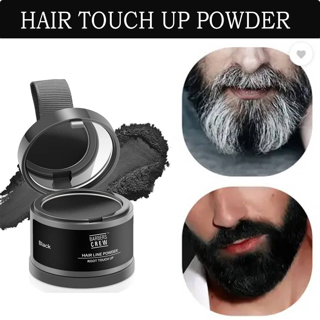Barbers Crew Powder For Men Natural Temporary Hair Color 5 g Black