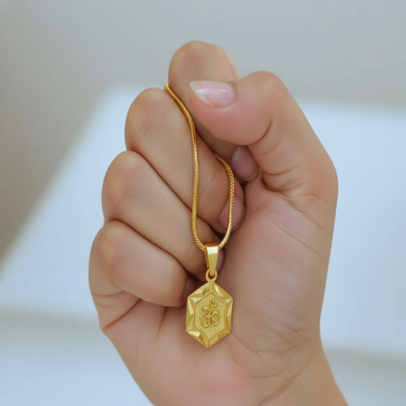 Charms Gold Religious Pendant With Chain ( Pack of 1 )