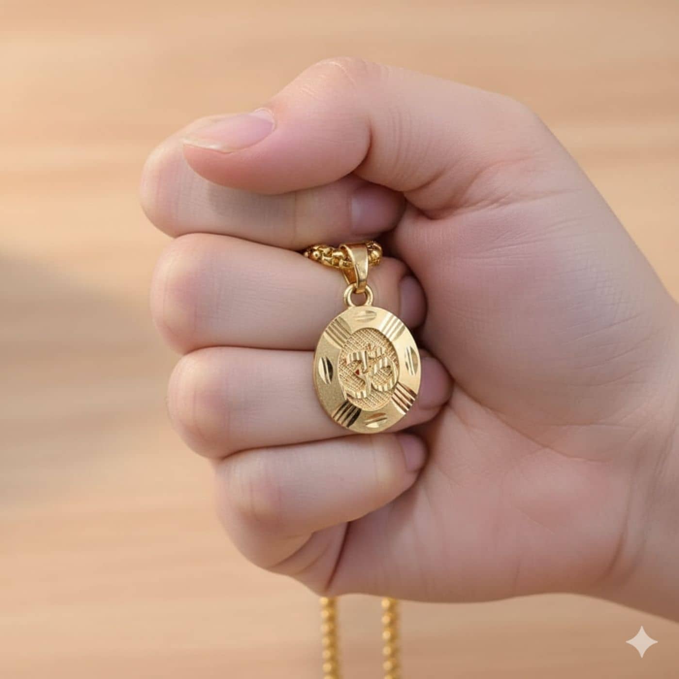 Charms Gold Religious Pendant With Chain ( Pack of 1 )