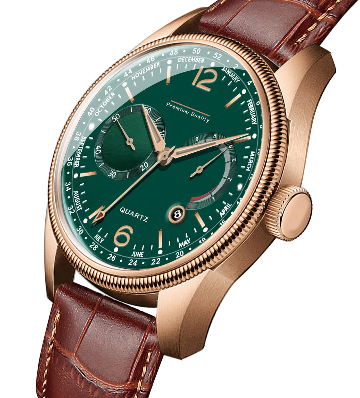 DoubleRun Brown Leather Analog Men's Watch