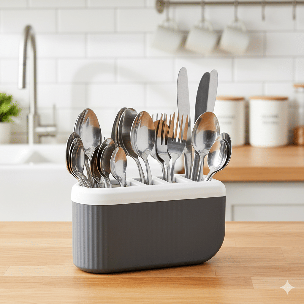 FIT4CHEF Kitchen Spoon Stand Plastic Grey Multi-Purpose Container ( Set of 1 )