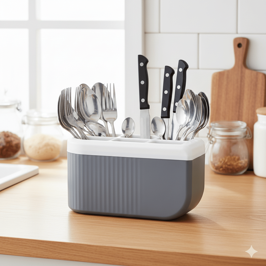 FIT4CHEF Kitchen Spoon Stand Plastic Grey Multi-Purpose Container ( Set of 1 )