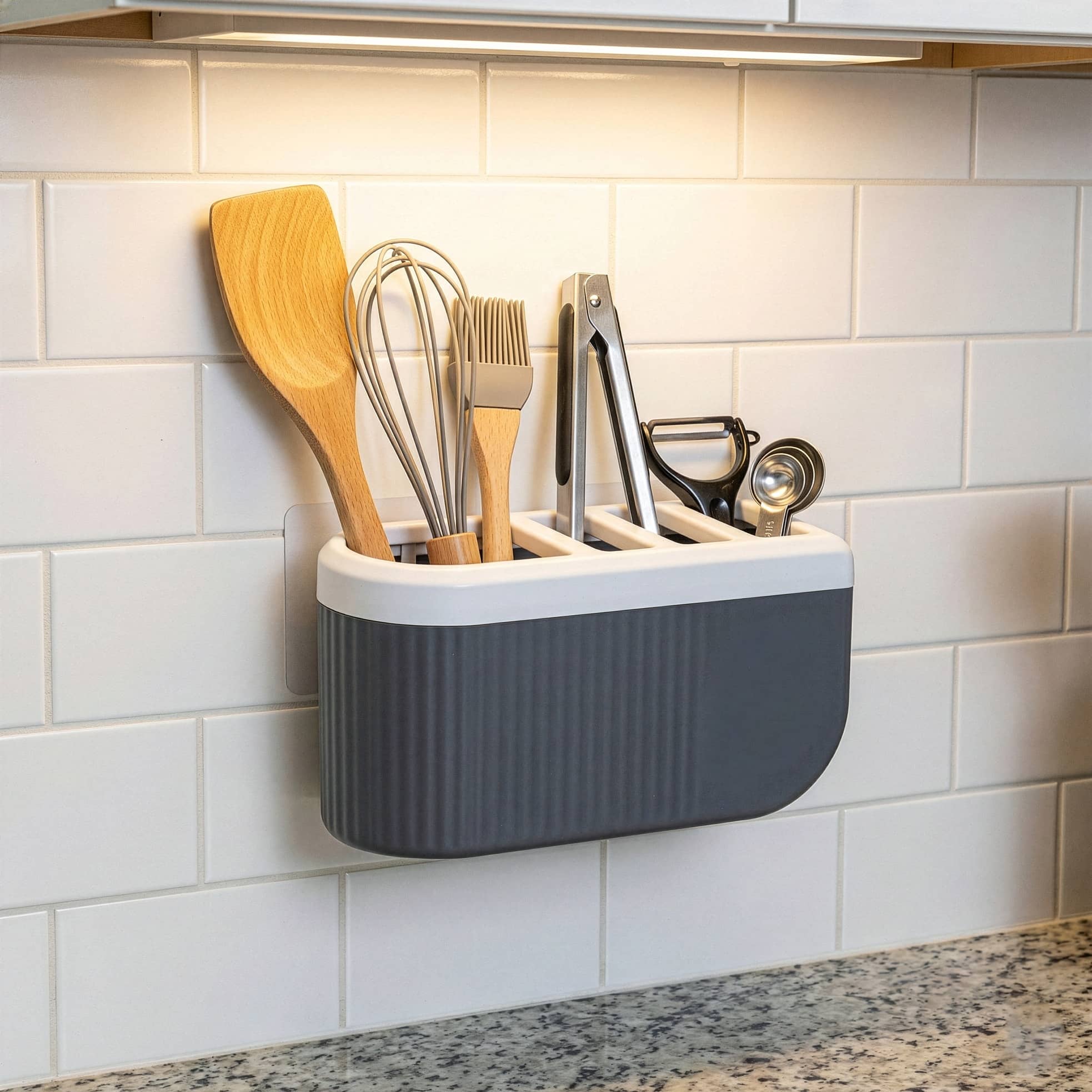 FIT4CHEF Spoon Stand Plastic Grey Multi-Purpose Container ( Set of 1 )