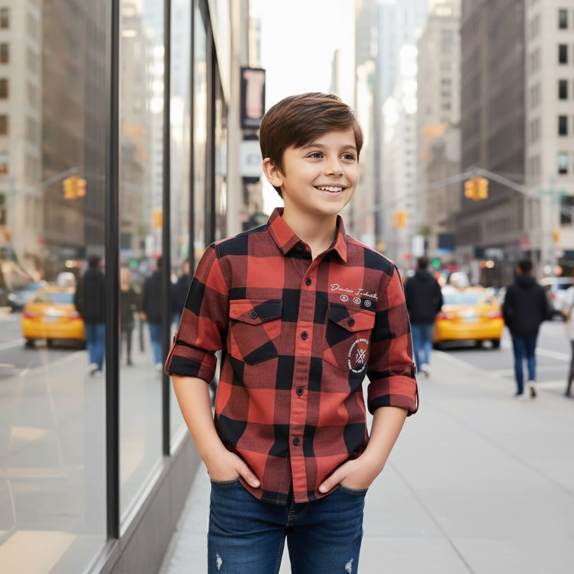 KIDS CLUB Pack of 1 Boys 100% Cotton Full Sleeves Shirt ( Rust )
