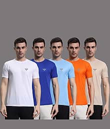 InkTees Men Polyester Regular Fit Solid T-Shirt ( Multicolor )