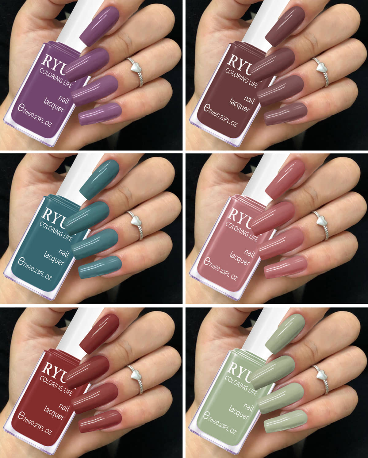 RYUK Multi Glossy Nail Polish 42 ( Pack of 6 )
