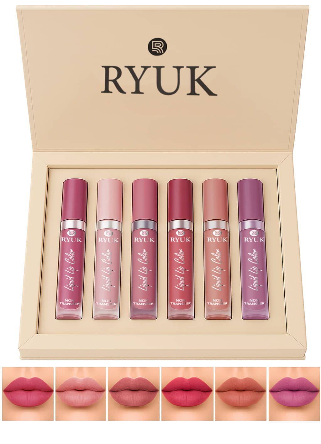 RYUK Nude Matte Waterproof Liquid Lipstick ( Pack of 6 )