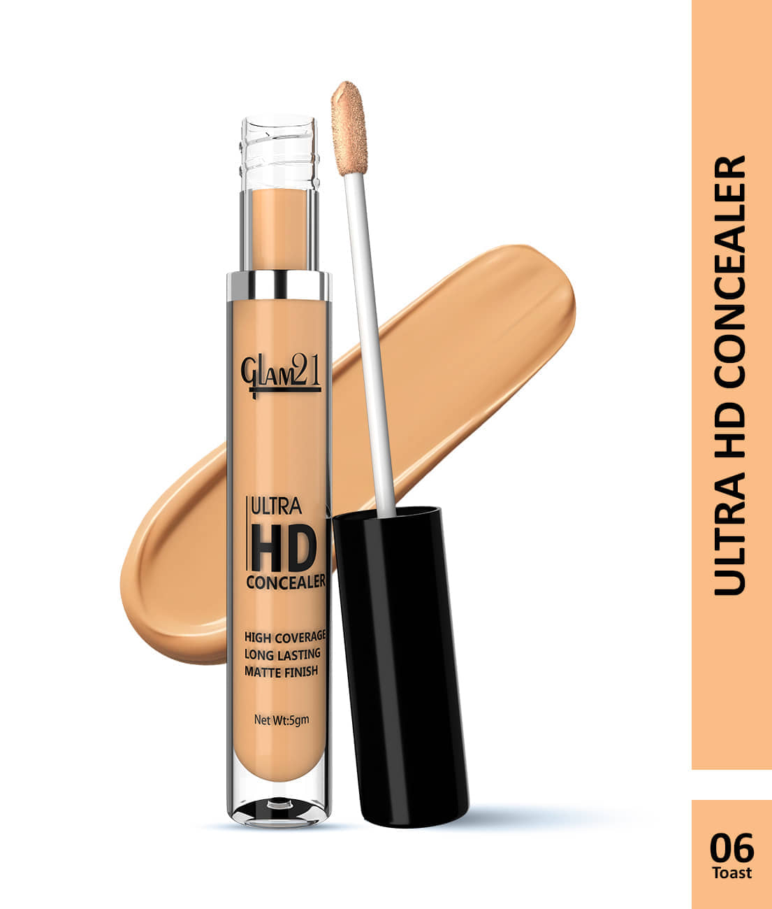 Glam21 Ultra Hd Liquid Concealer For Hd Finish | Non-Sticky & Long Lasting Matte Finish Concealer Toast, 5 G
